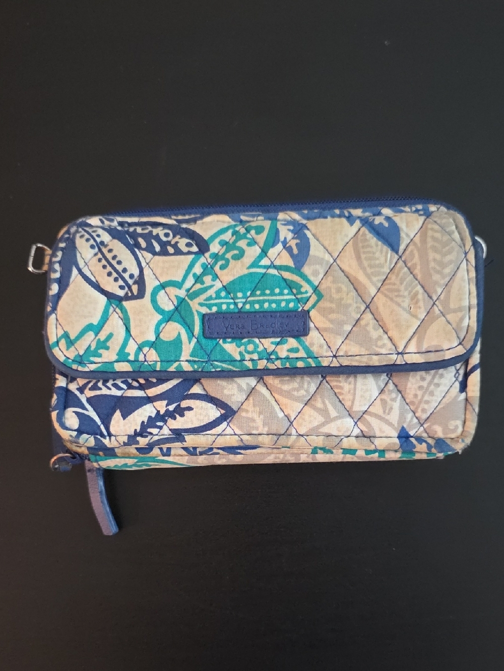 Vera Bradley Santiago Pattern Blue RFID All in One Wallet (no straps)